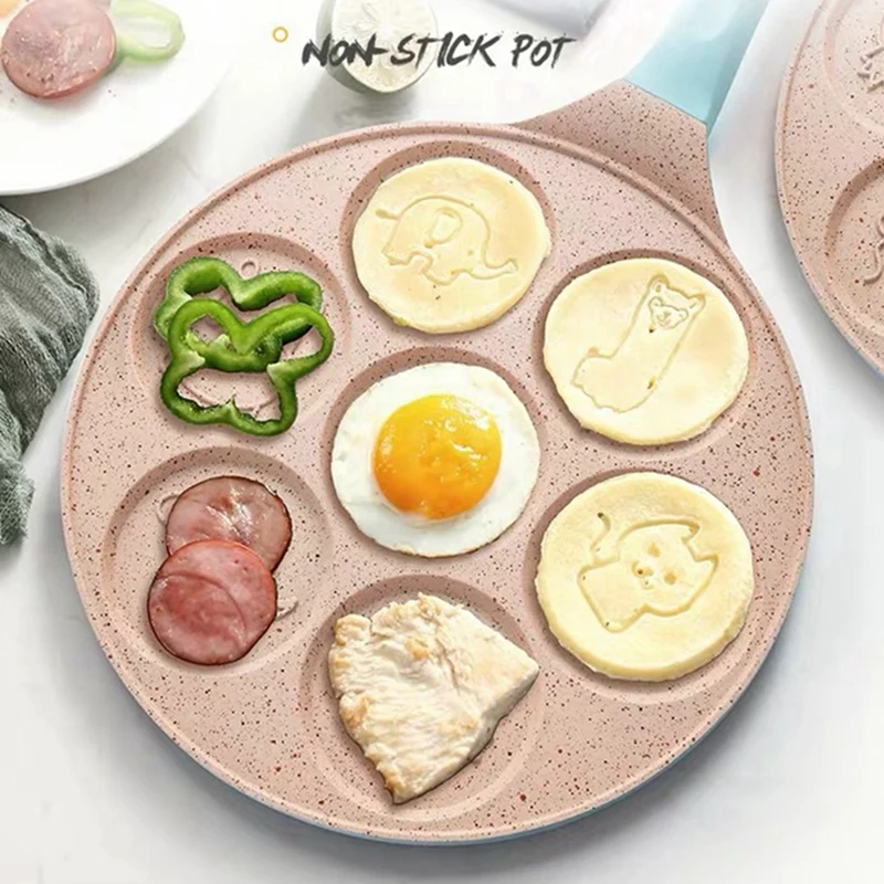 Frying Mould Multi-Function Wheel Pancake Pan Frying Pan Accessories Seven-Hole Breakfast Animal Face  Small Egg Dumpling