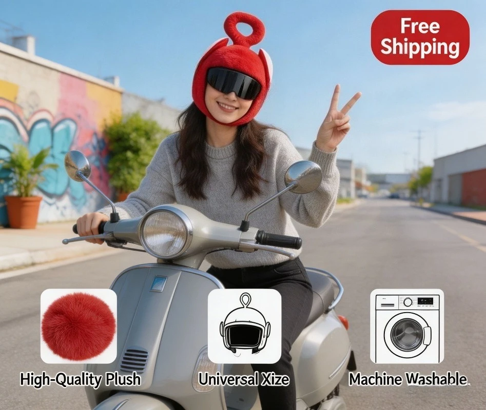 Cartoon Fluffy Plush Motorcycle Full Face Helmet Cover Cute Trendy Protective Dustproof Motorbike Helmet Sleeve Decor