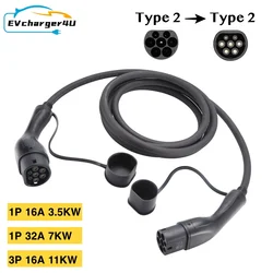 EVcharger4U Тип 2–Type2 Кабель для зарядки EV 1 фаза/3 фазы 16A/32A 3,5 кВт/7 кВт/11 кВт 3M Кабели для зарядного устройства для электромобиля