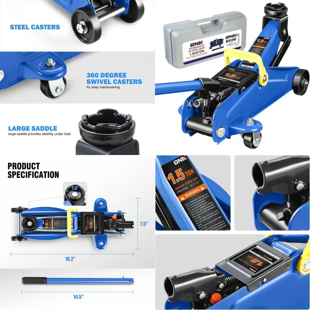 

Низкопрофильный гидравлический напольный домкрат 1,5 тонны, диапазон лифта 5,3-12, синий