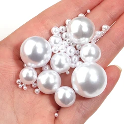 10-1000Pcs/Lots Without Hole Imitation Pearl Craft Round White Beads For DIY Clothing Decoration Handmade Crafts Accessories