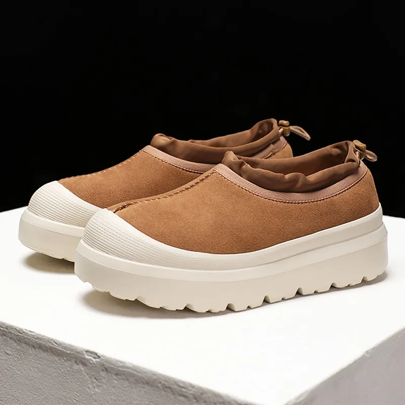 

Men Winter Thick Wool Low Top Fur Casual Shoes Male Genuine Leather Comfortable Warm Platform Cotton Shoes Fashion Snow Boots