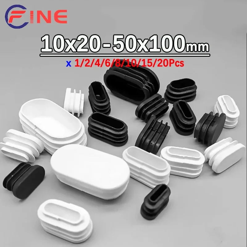 Black/White Plastic Oval Caps Inner Plug Protection Gasket Dust Seal End Cover Caps For Pipe Bolt Furniture