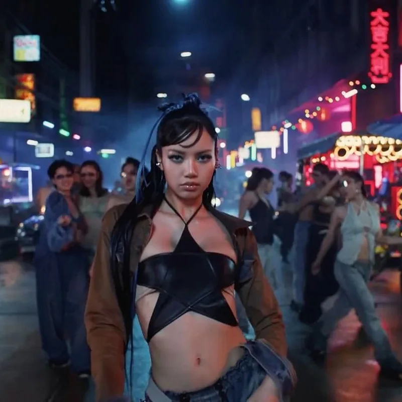 Star Halter Top Y2k Sexy PU Leather Black Backless Crop Tops Korean Fashion Alt Clothes Women Streetwear