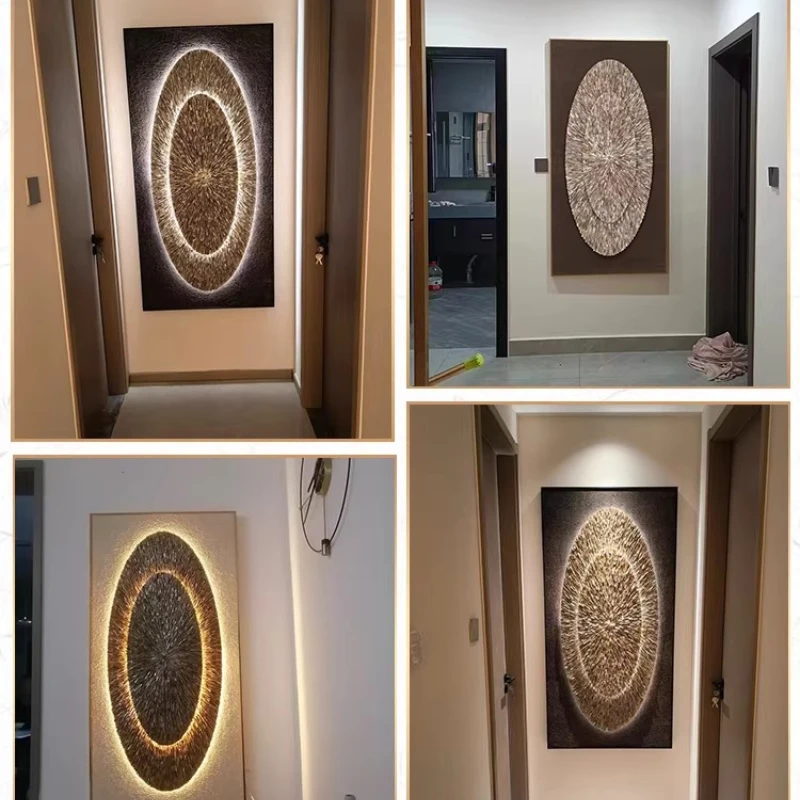 

Shell hand-painted luminous led lamp oil painting, porch decorative painting, vertical high-end corridor