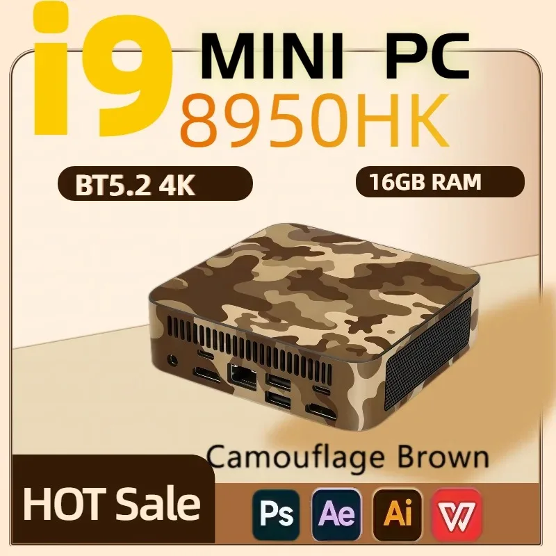 Slim Intel Core i9 8950HK Mini PC Gaming RAM 16GB M.2 SSD 1TB Portable Computer BT5.2 WiFi6 Office Gamer PC