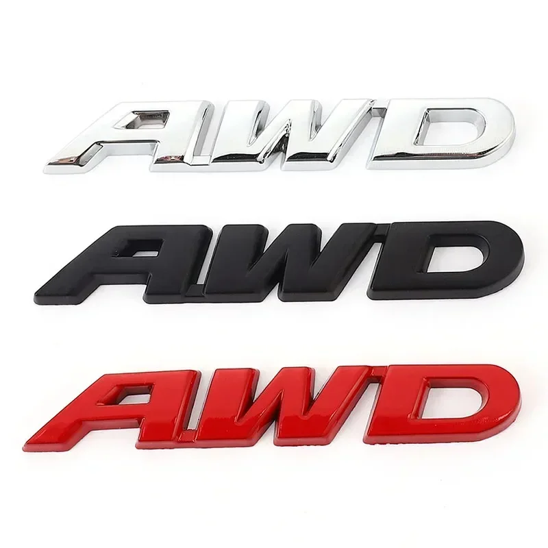 3D Metal AWD Letters Rear Trunk Fender Emblem Badge Sticker Decals For Honda CRV HRV Highlander Car Styling Accessories