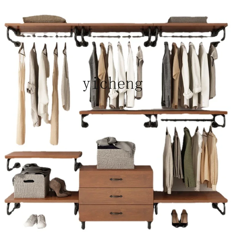 

Wall-Mounted Cloakroom Shelf Assembly Iron Bedroom Metal Hanger