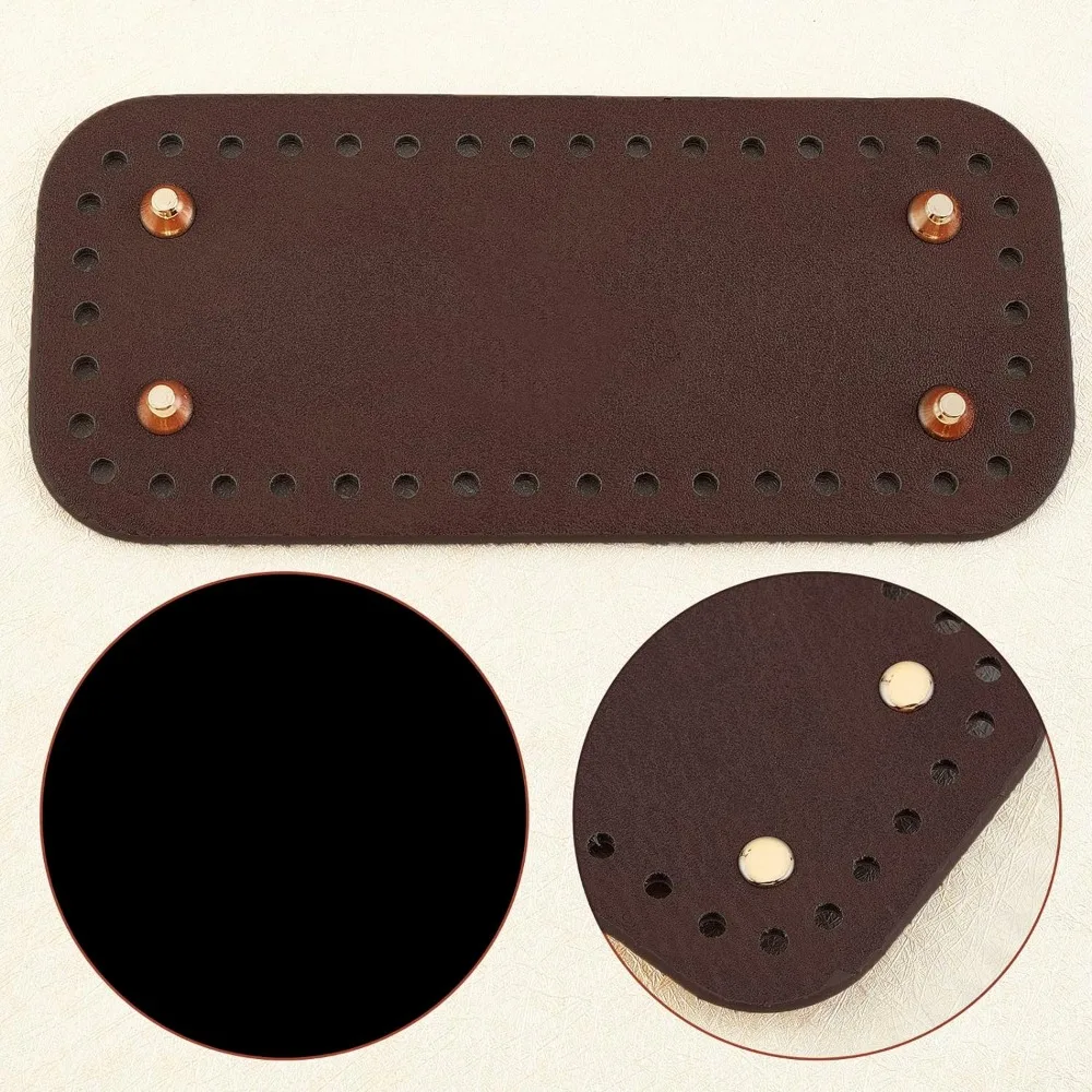 3 Colors PU Leather Bag Bottom for Knitting Crochet Oval Long Bag Nail Bottom Shaper Bag Mat Insert Cushion Base with Holes