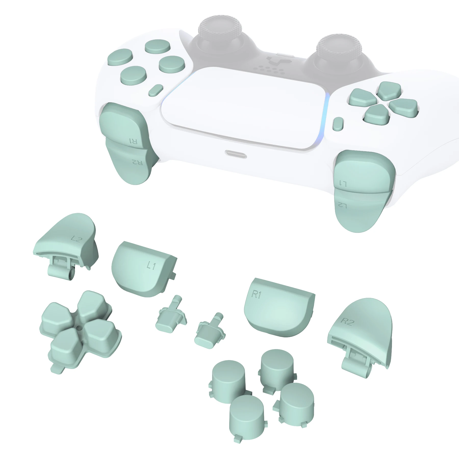 مجموعة أزرار بديلة كاملة من EXtremeRate D-pad R1 L1 R2 L2 مشغلات مشاركة خيارات أزرار الوجه، لوحدة تحكم PS5 BDM-010 & 020