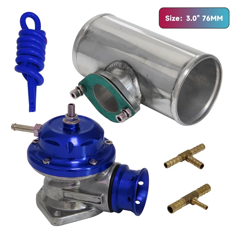 لشاحن توربو BOV صمام تفجير من النوع S/RS + 3 بوصة أنبوب محول شفة سبيكة أسود/أزرق #5