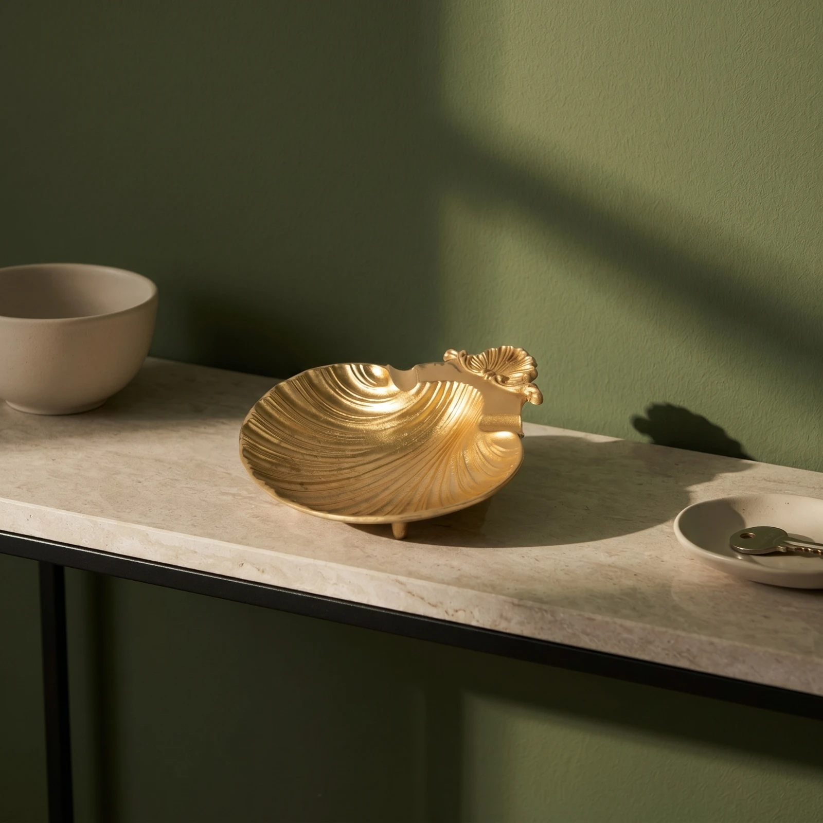 Shell Jewelry Tray Gold Seashell Jewelry Holder Shell Tray Sculptural for Dresser, Nightstand