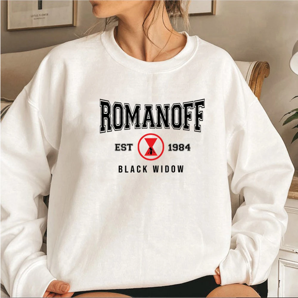 Romanoff 1984 Sweatshirt Natasha Romanoff Superhero Hoodies Women Crewneck Sweatshirts Long Sleeve Pullovers Streetwear Tops