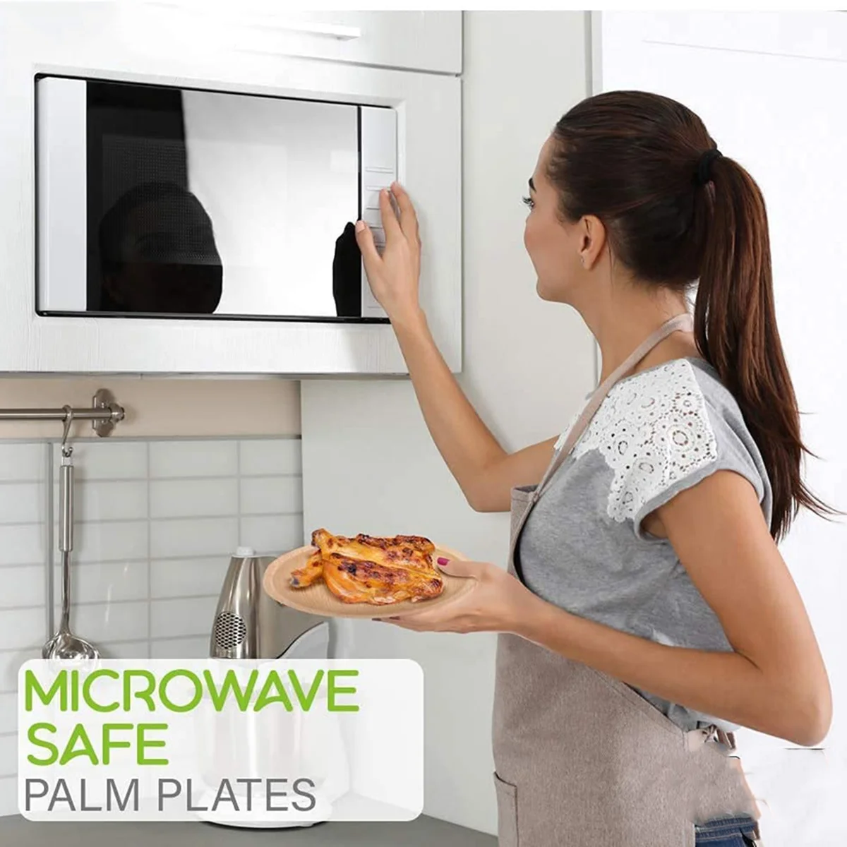 Compostable, Biodegradable, Disposable Palm Leaf Plates Sturdy, Microwave & Oven Safe (20, 8 inch Round Plates)