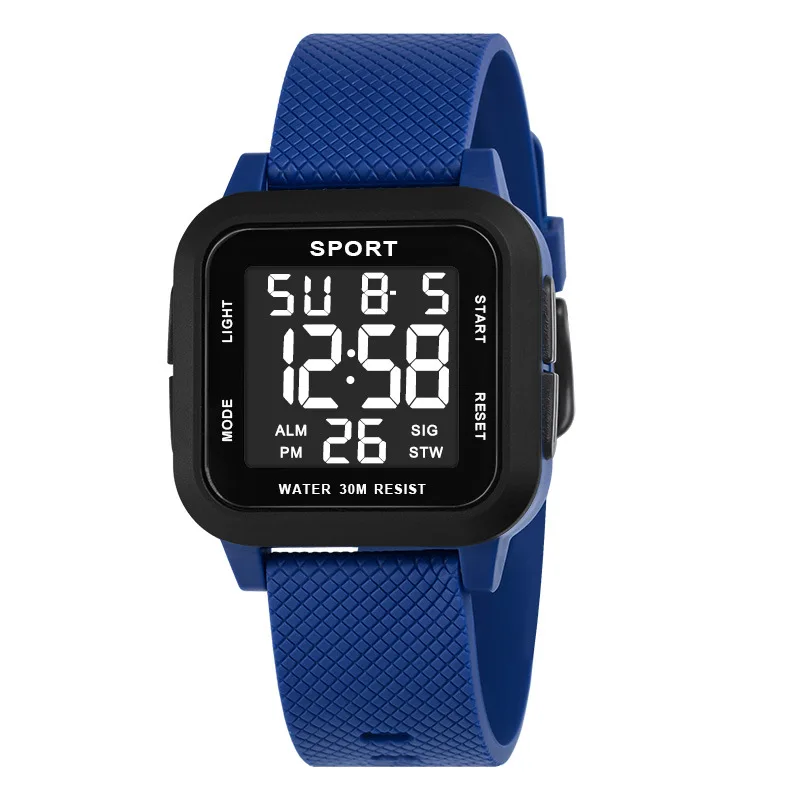 Men's Retro Square Digital Watch, Multifunctional