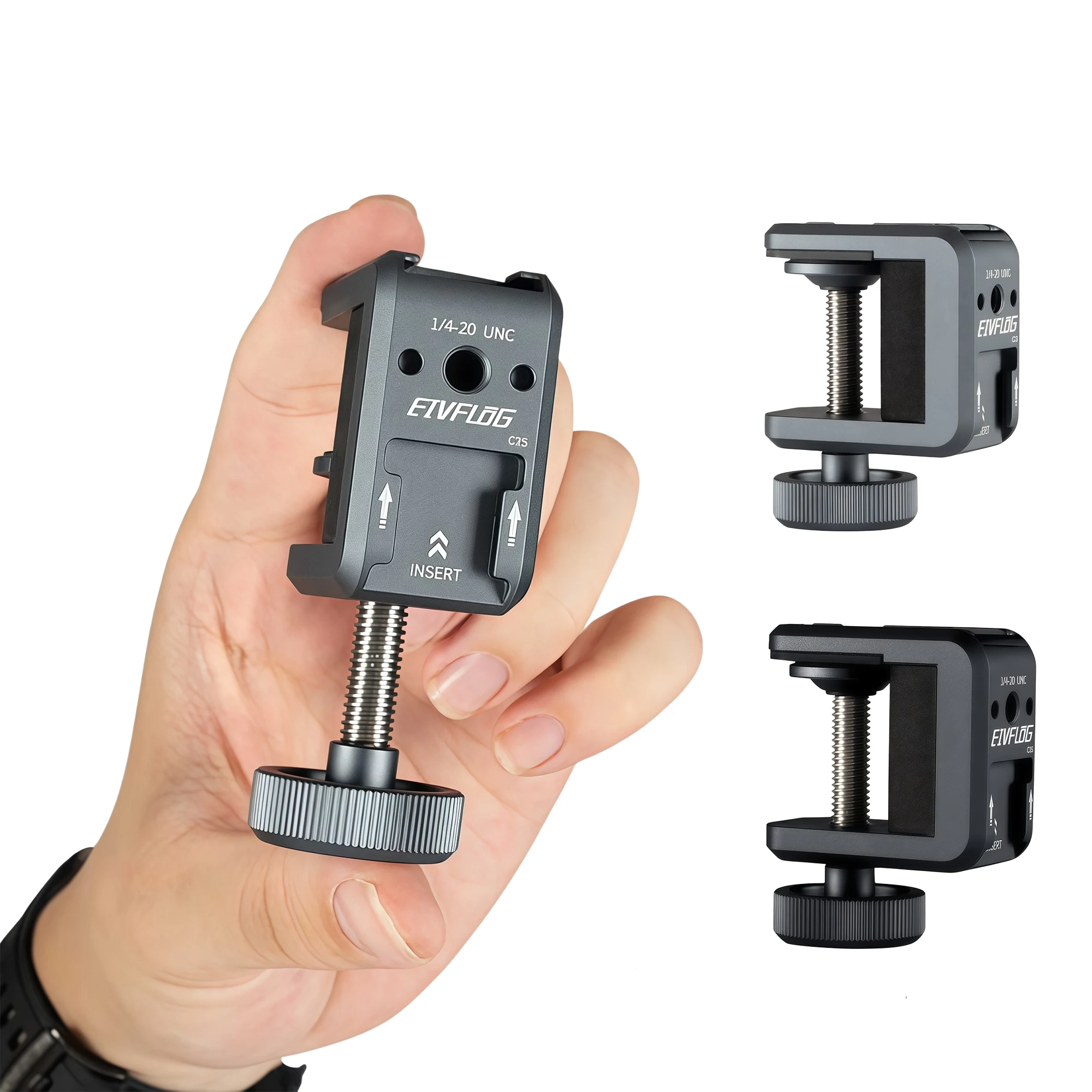 

Photography C Clamp, Adjustable Aluminum Alloy Clamp for Desktop Mount Holder Camera Hot Shoe with 1/4" Thread for DSLR Camera