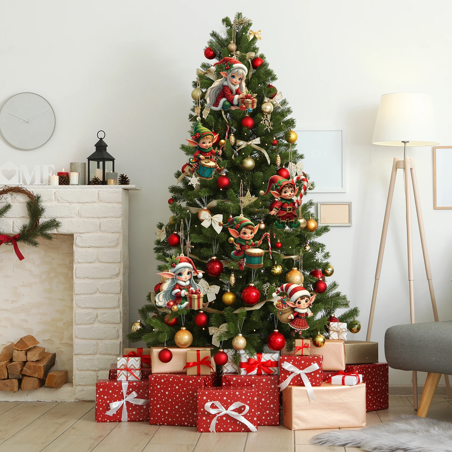 

48PC Christmas Hanging Decoration Winter Party Decorations Christmas Santa Hat Girl Hanging Decorations Winter Party Ornaments