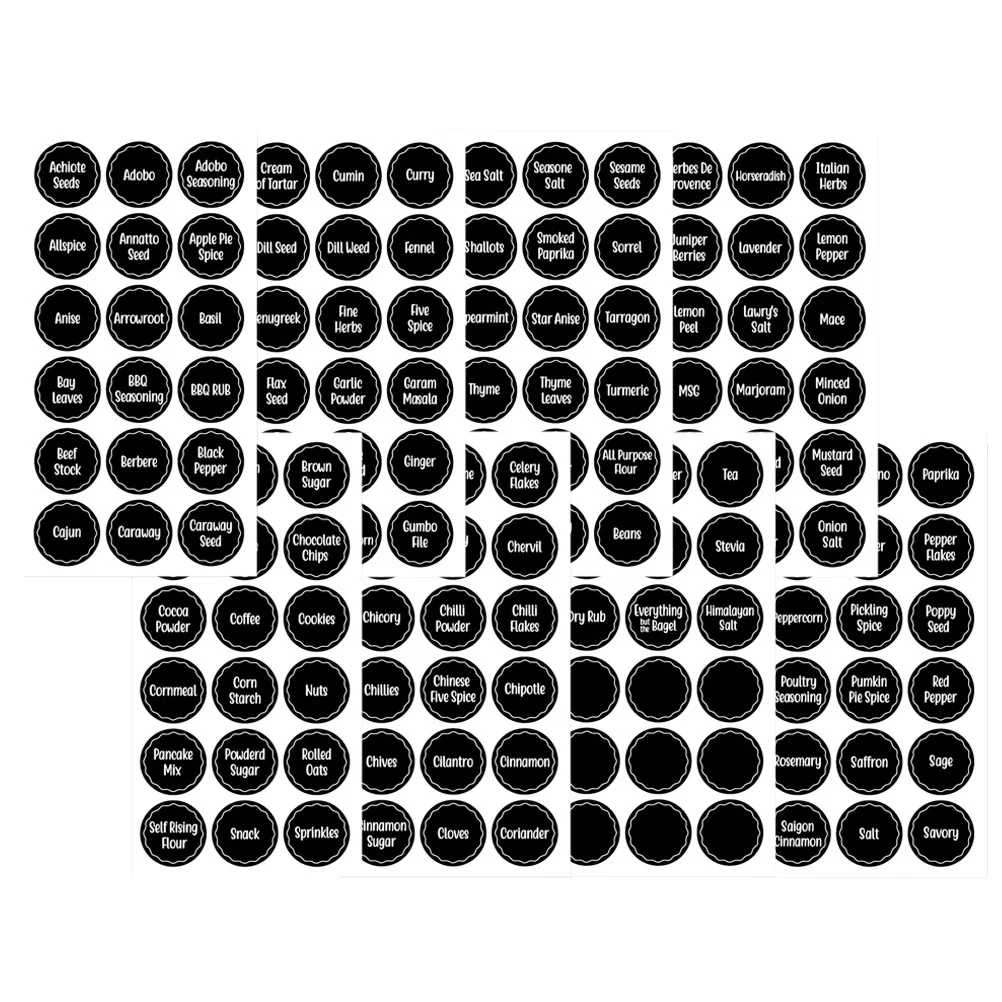 144Pcs Spice Name Labels Stickers Clear Ingredients Decals for Kitchen Storage Jar Home Restaurant Spice Labels Decals