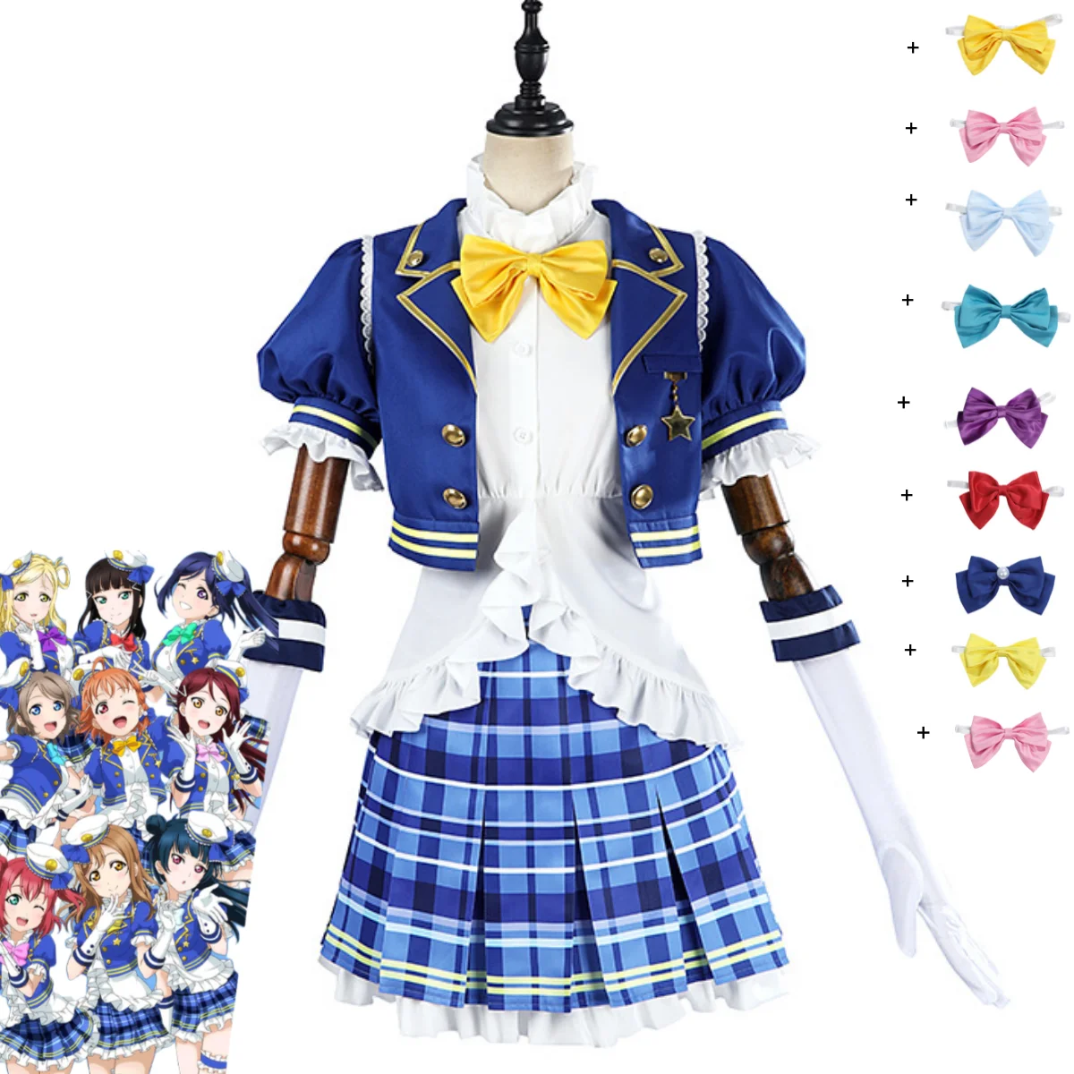 

Navy Awakening Skirt Tie Suit LoveLive! Sunshine!! Kanan Matsuura Kurosawa Dia Cosplay Costume Aqours Jumping Heart Singing Suit