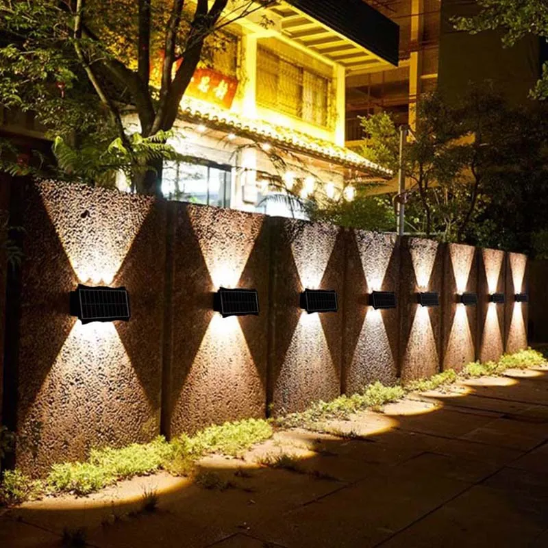 

Solar Wall Lamp Solar Powered Led Outdoor Lighting Warm Light Garden Backyard Street Decorations Waterproof Exterior Wall Lights