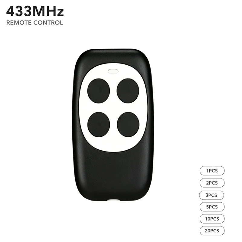 Wireless 433MHz 4-Button Remote Control, Clone Key Fob Transmitter for Garage Door & Electric Gate, 1-20PCS Multi-Pack