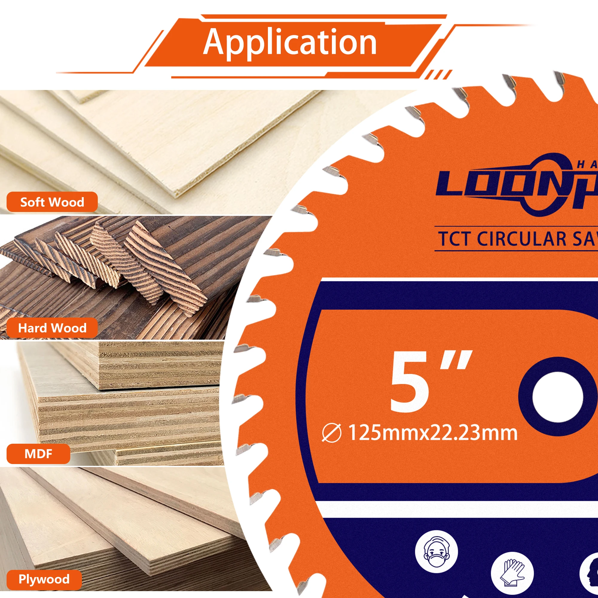 LOONPON 125/165/216/254mm Tungsten Carbide Tip 40/60/80T Circular Saw Blade Disc Woodworking For Cutting Wood Tool