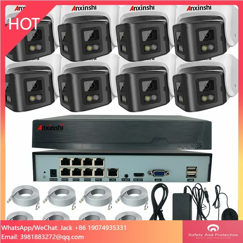 

Комплект 8-канальных 4MP HD IP-камер с двумя объективами, ночным видением, поддержкой P2P и функцией обнаружения транспортных средств, система POE IP-камер