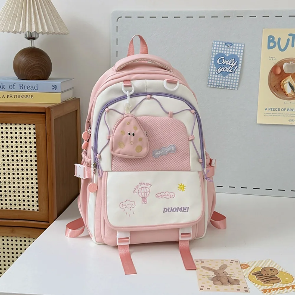 

Practical Large Capacity Women Backpack Adjustable Straps Macaroon Student Backpack Cartoon With Coin Purse Travel Bags School