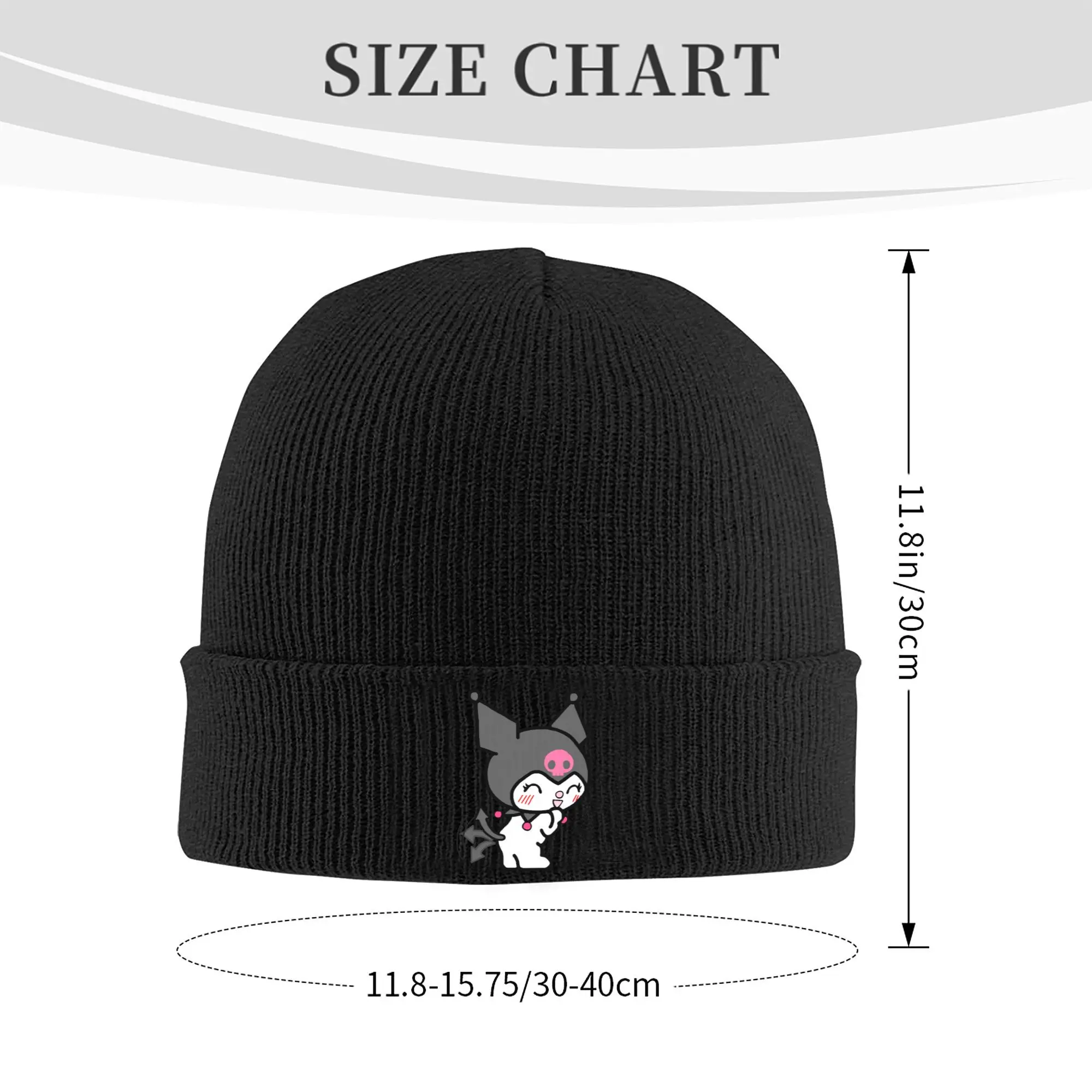 Custom Funny Kuromi Cartoon Bonnet Hats  Hip Hop Knit Hat For Men Women Warm Winter  Skullies Beanies Caps