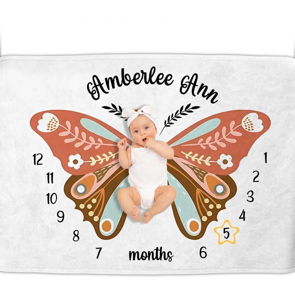 Personalized gifts for customizing names for babies,monthly milestone blankets for baby girls and boys,baby growth chart blanket