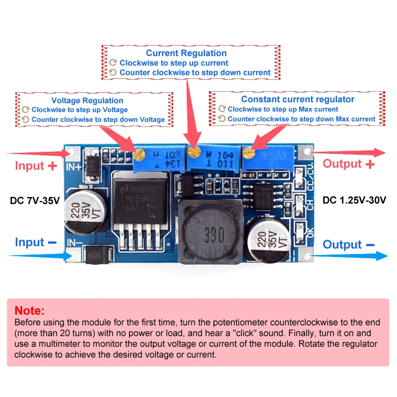 LM2596S DC-DC 3A Adjustable Step-down Module LM2596 Constant Current Voltage Regulator High Efficiency Low Heat