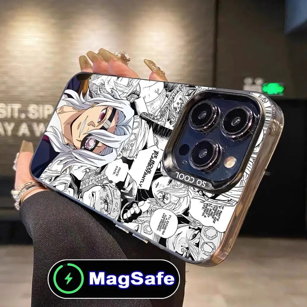 

Demon Slayer Tengen Uzui Phone Case for iPhone 16 15 14 13 12 11 Pro Max Plus MagSafe Translucent Colour Printing Luxury Cover