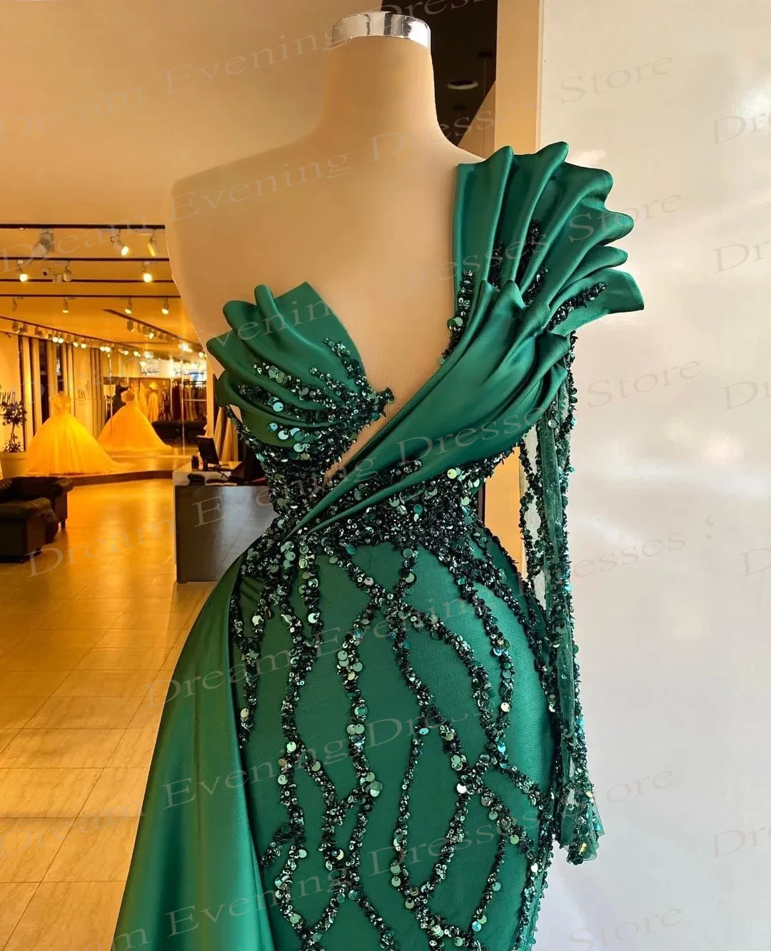 Luxury Sequins Mermaid Modern Evening Dresses One Shoulder Sweetheart Prom Gowns Beading Satin Frill Celebrity Customized 2025