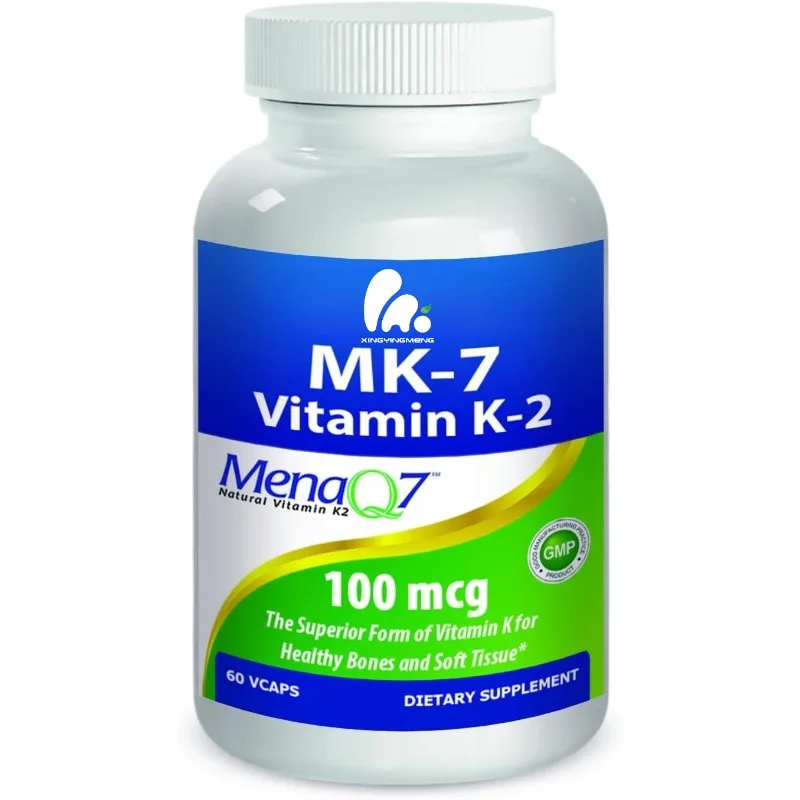 MK-7 100 mcg healthy bone and kidney function anti-aging support 60 vegetarian vitamin K2 capsules