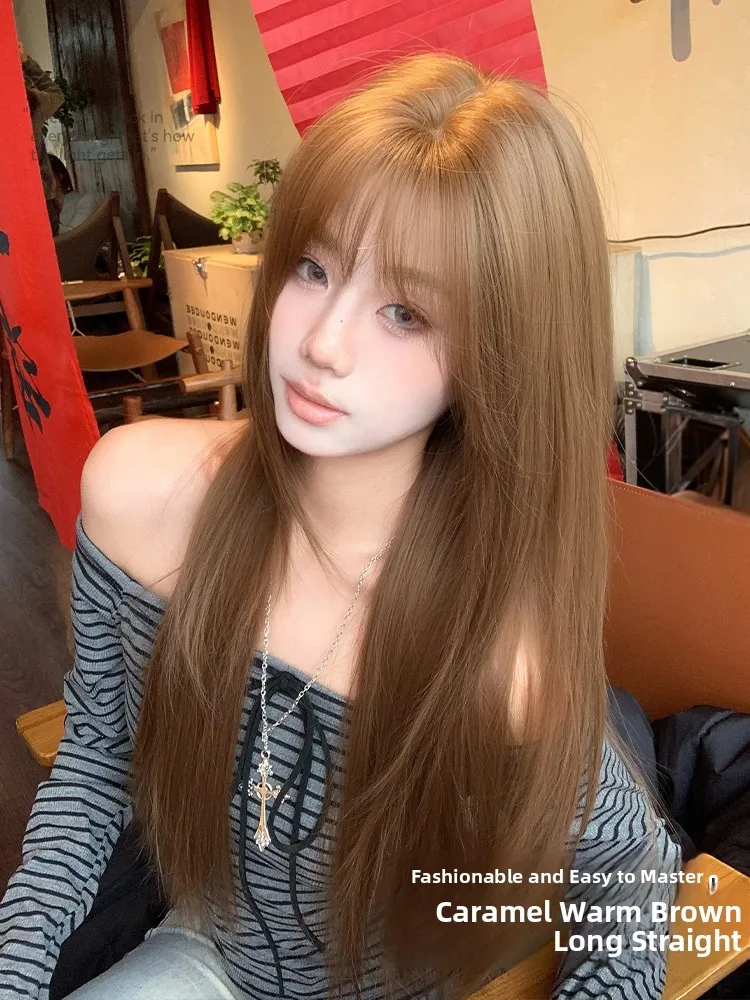 

Ele Long Hair Full Head Wig Lolita Girl up Sle Aosphere Feeling Hair Extension High Temperature Silk Hair Straight