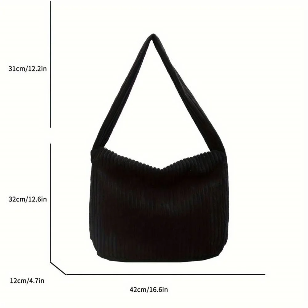 Corduroy Shoulder Bag For Women Casual Handbags Large Capacity Shopping Work Bag Tote Bag Purse