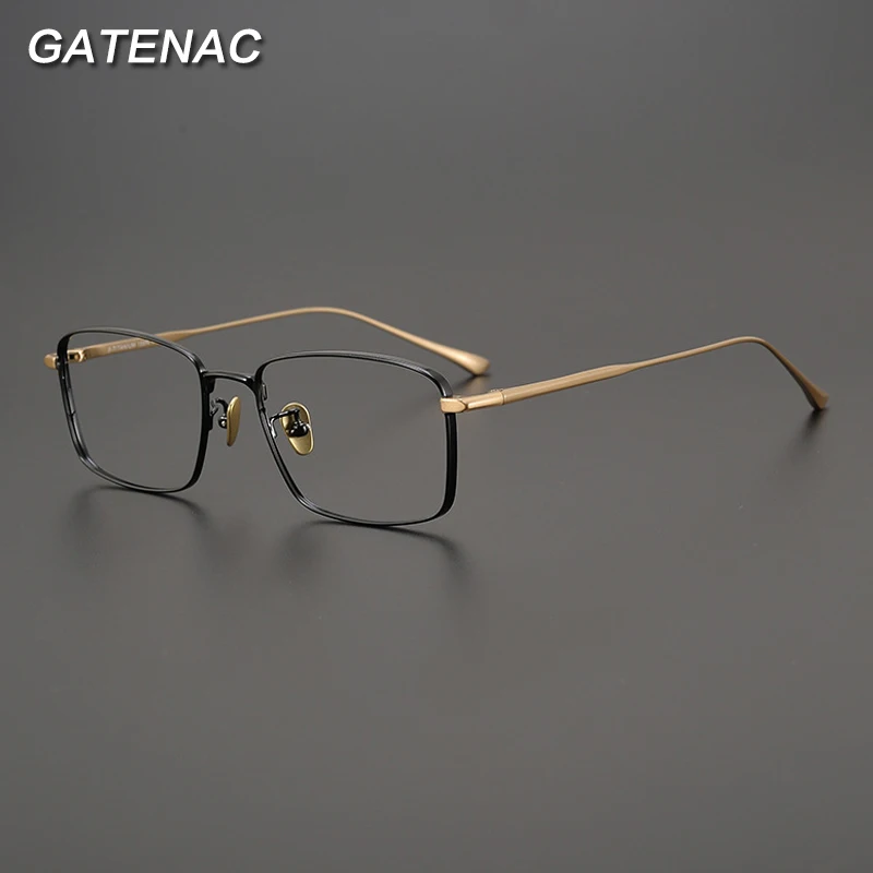 Pure Titanium Eyeglasses Frame Men Vintage Square Myopia Optical Glasses Frame Women Luxury Designer Prescription Spectacles