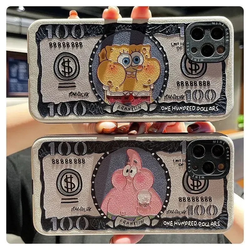 SpongeBob Patrick Relief Sculpture Phone Case for IPhone 14 Plus 13 Pro Max 12 11 X XS XR 7 8 Money Phone Case Anime Cute Case