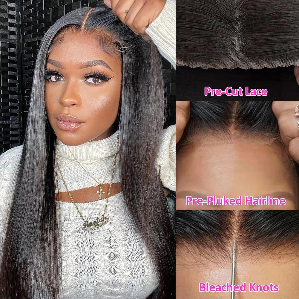 Pre Cut 6x4 Glueless Wig 100% Human Hair Ready To Wear And Go Preplucked Brazilian Bone Straight Real Human Hair Wigs For Women