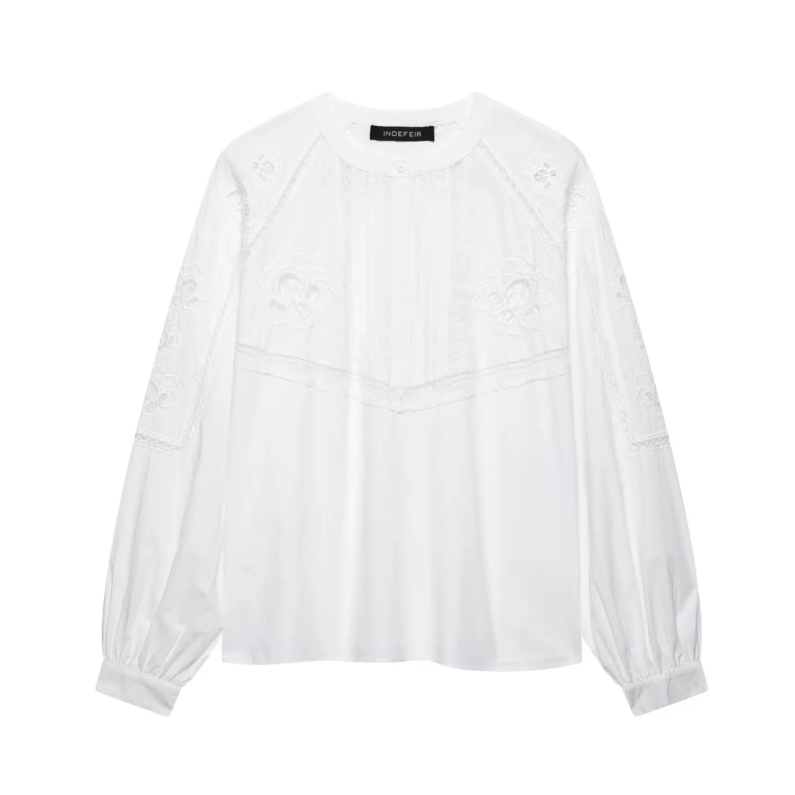 

European and American style 2025 new vertical lace hollow embroidery long-sleeved casual shirt