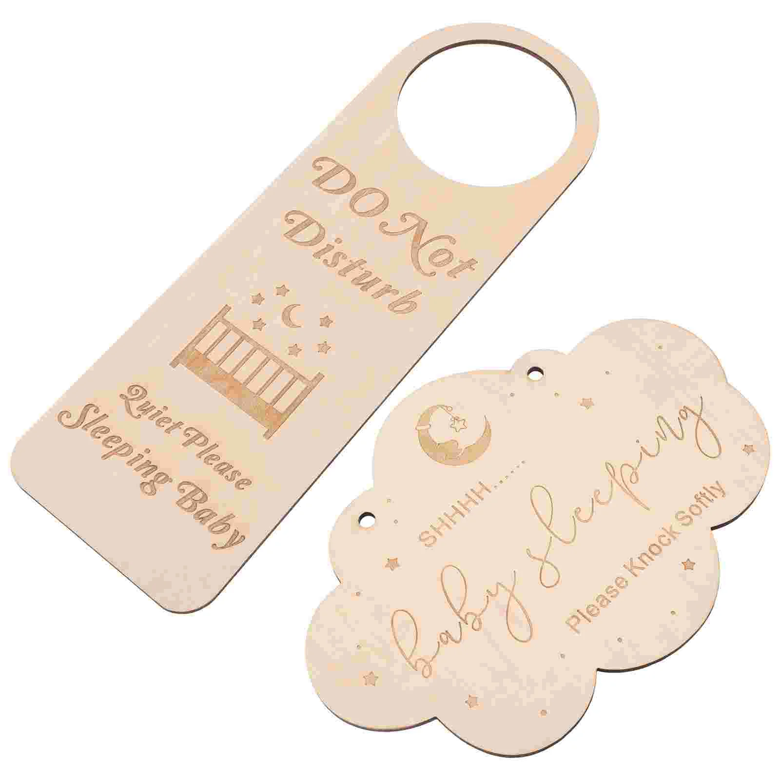

2 Pcs Baby Sleep Sign Door Plaque 25CM Wooden Hanging for Front Door Do Not Disturb Nursery Decor Baby Shower Gift Cloud Design