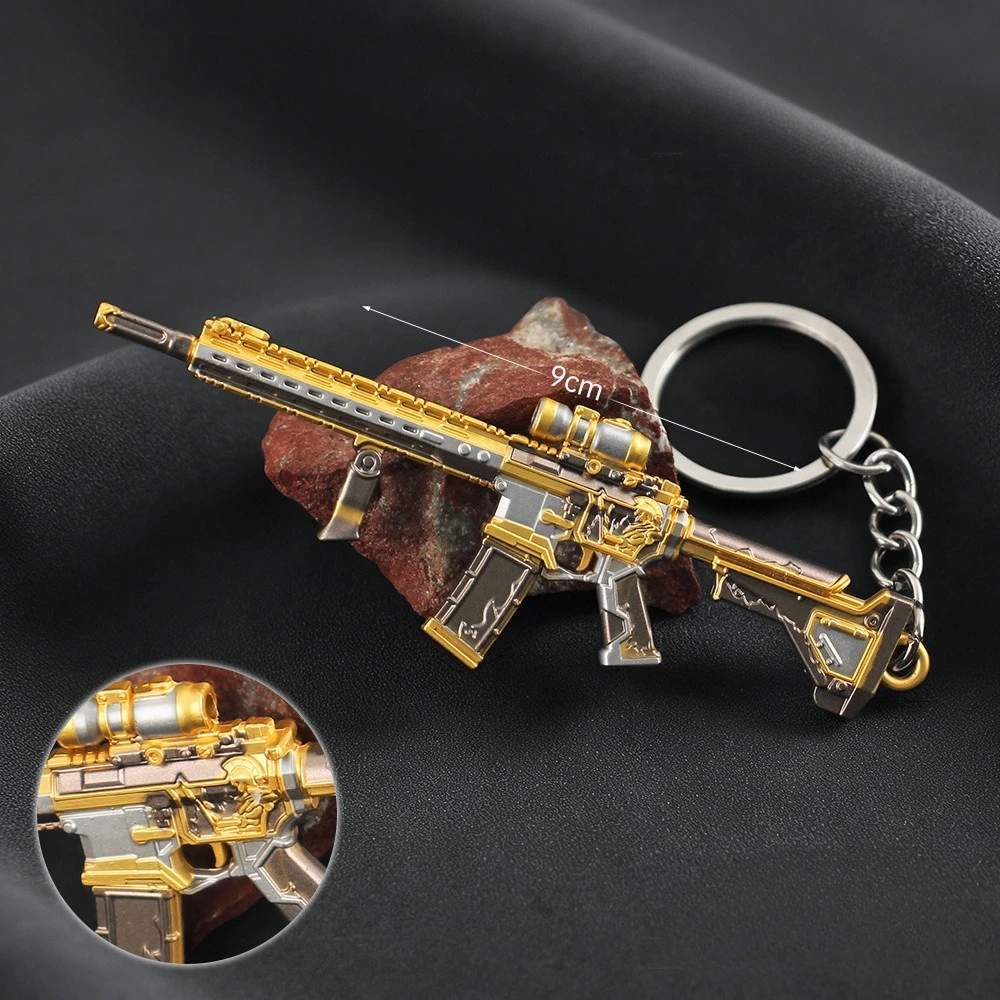 9cm/3.54in Delta Force Mini Pendant M4A Ares' Rage Alloy Miniature Gun Model Keychain Handheld Decoration Desktop Display Boys