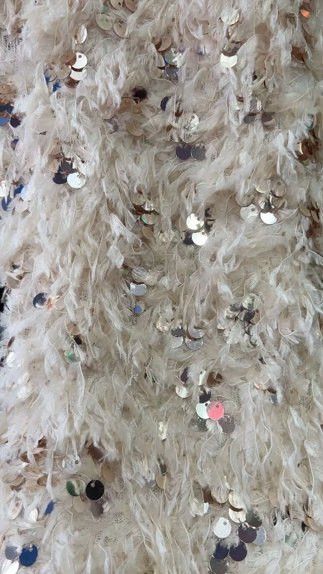 

Exquisite quality feather sequins, African fashion flannel bottom embroidery fabric, high-end party dress skirt/5yards