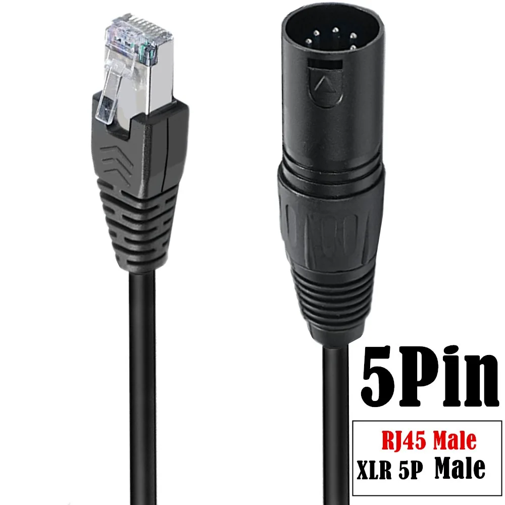 Canon XLR5 Core Male/Female Ke RJ45 Male 8P8C Kabel Audio Cocok untuk Peralatan Pencahayaan Panggung Peralatan KTV Canon XLR5 Core Ma
