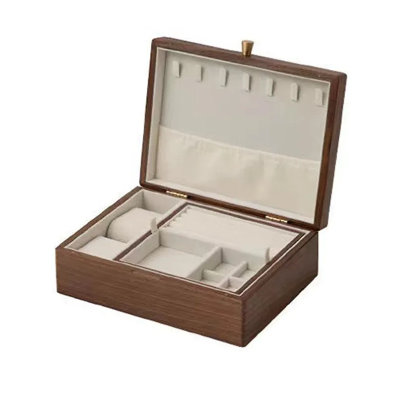 Walnut Jewelry Box Ring Earrings Storage Jewelry Packaging Box Jewelry Display Desktop Storage