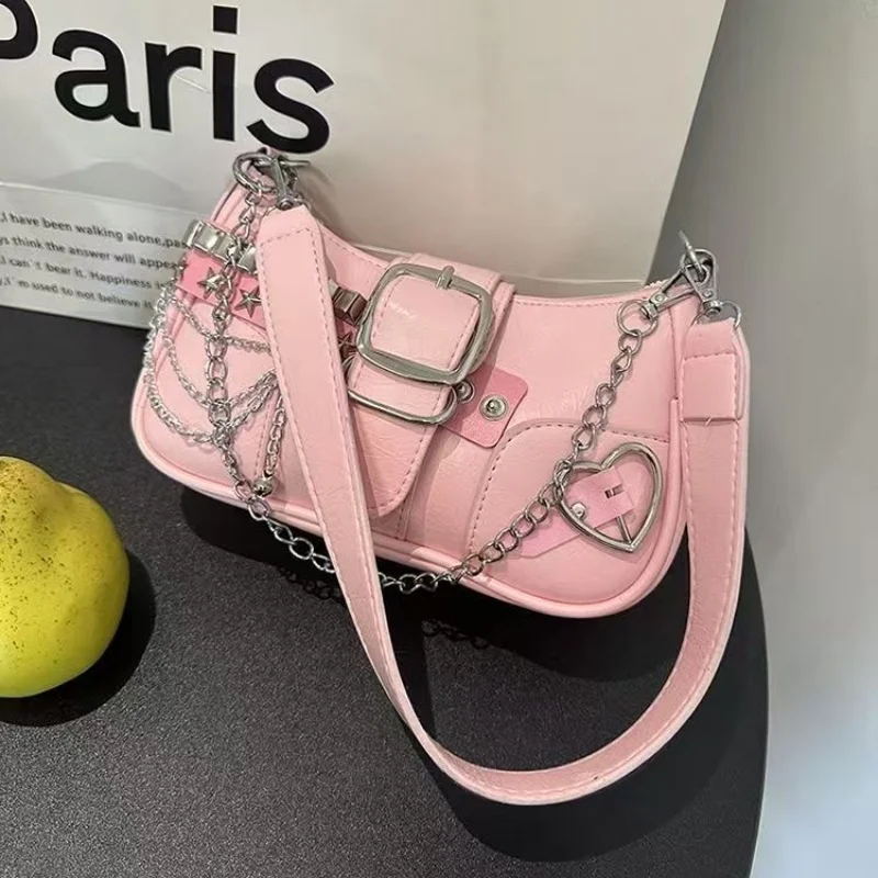 Sweet and spicy bag chain, sweet and cool girl Y2K niche design, millennium spicy girl crescent armpit bag