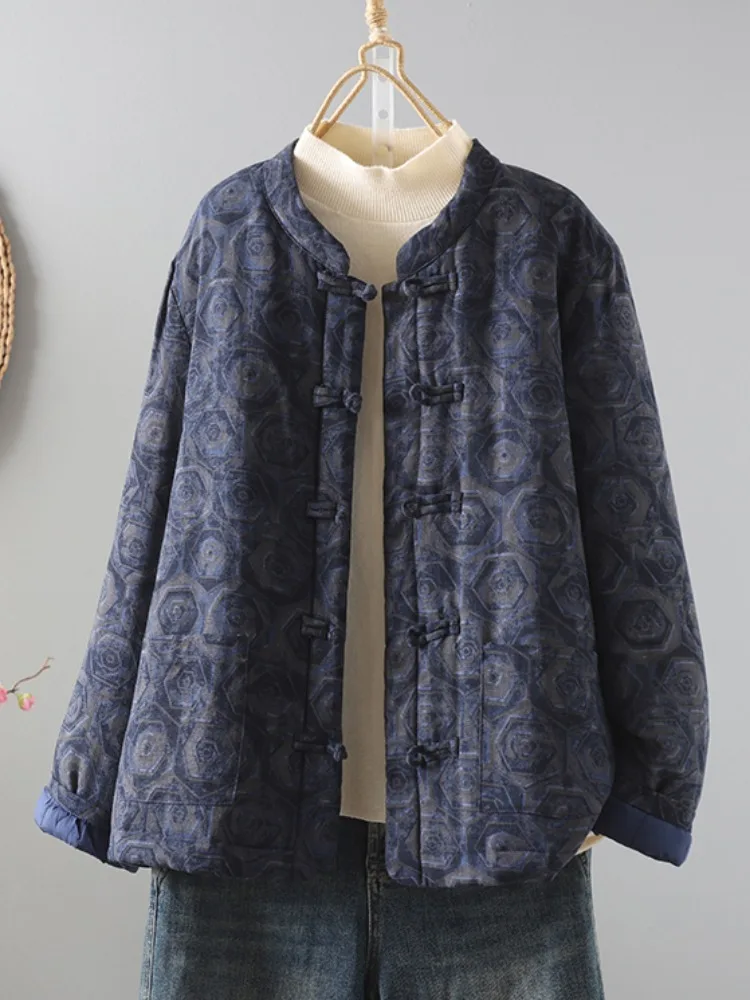 

Женское пальто Thiened с хлопковой подкладкой и воротником-стойкой с принтом, зимнее теплое пальто с застежкой на пуговицы, одежда для мам, милый костюм