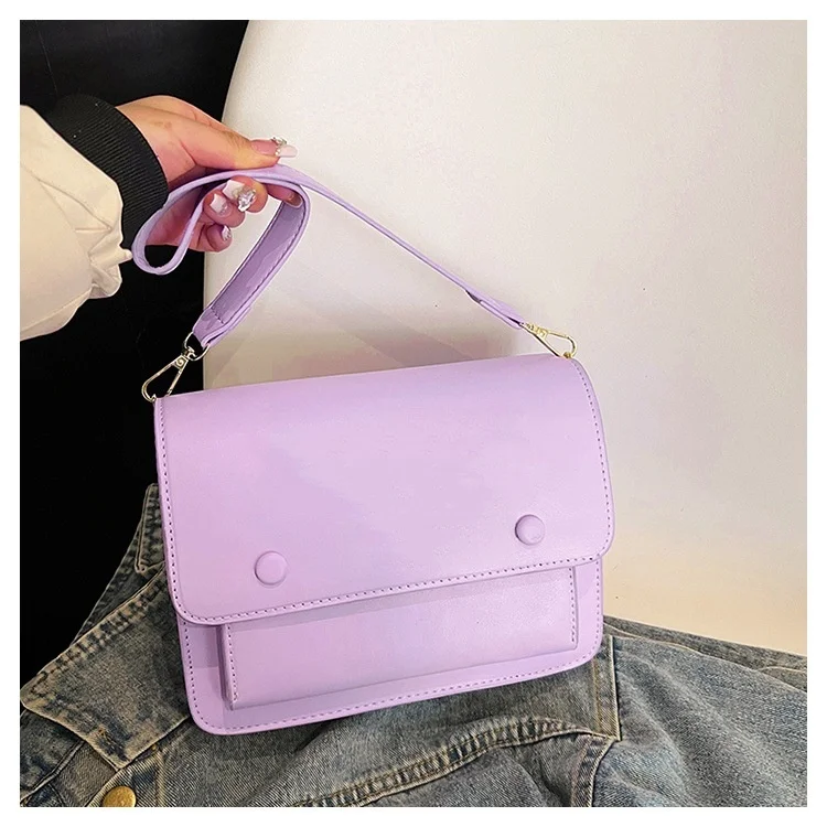 2024 New Women\'s Bag Solid Color Shoulder Bag Simple Crossbody Bag Fashion Texture Small Square Bag