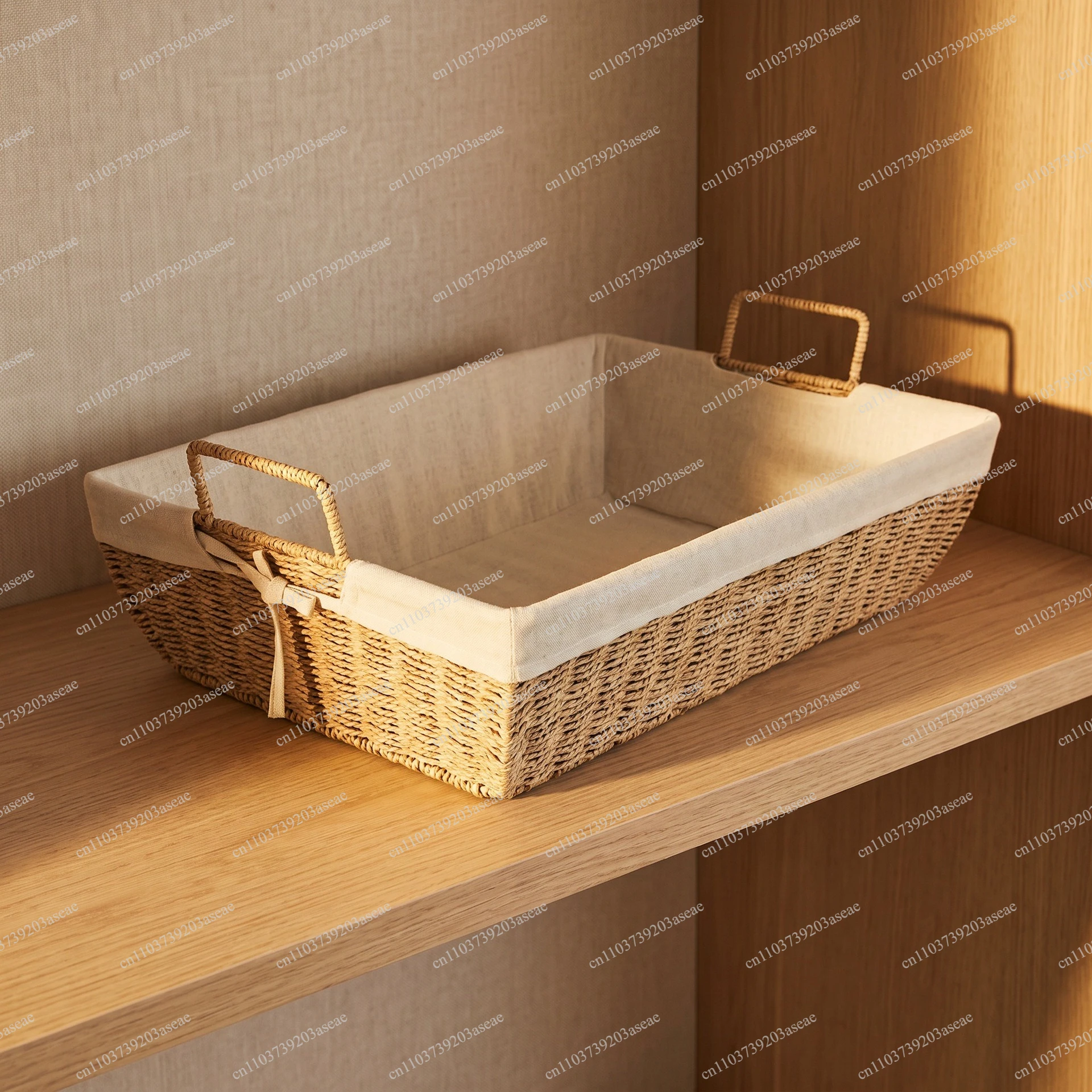 Paper rope woven storage basket, bathroom towel basket, sundry sorting box with handle, household cosmetics storage basket