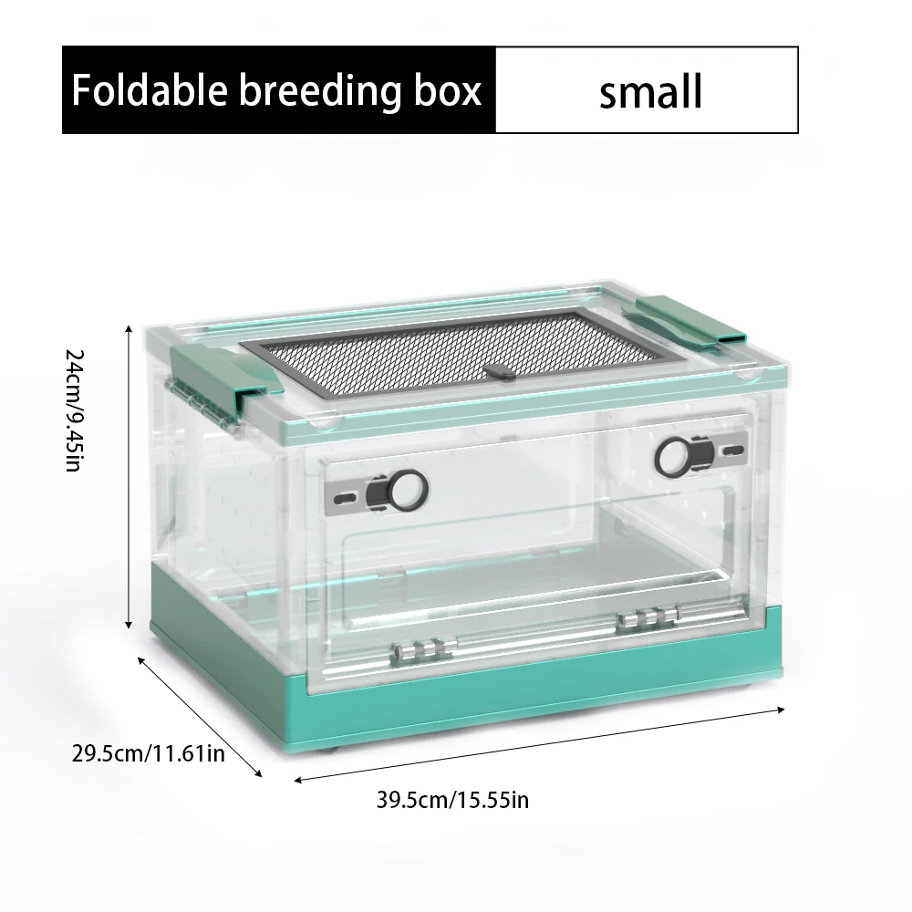Foldable and stackable small animal terrarium, suitable for reptiles, lizards, geckos, turtles, hamsters, chinchillas